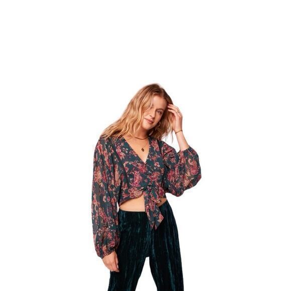 NWT Band of the Free Women XS Paisley Tie Front‎ Crop Top Boho Chic Western - Picture 12 of 12